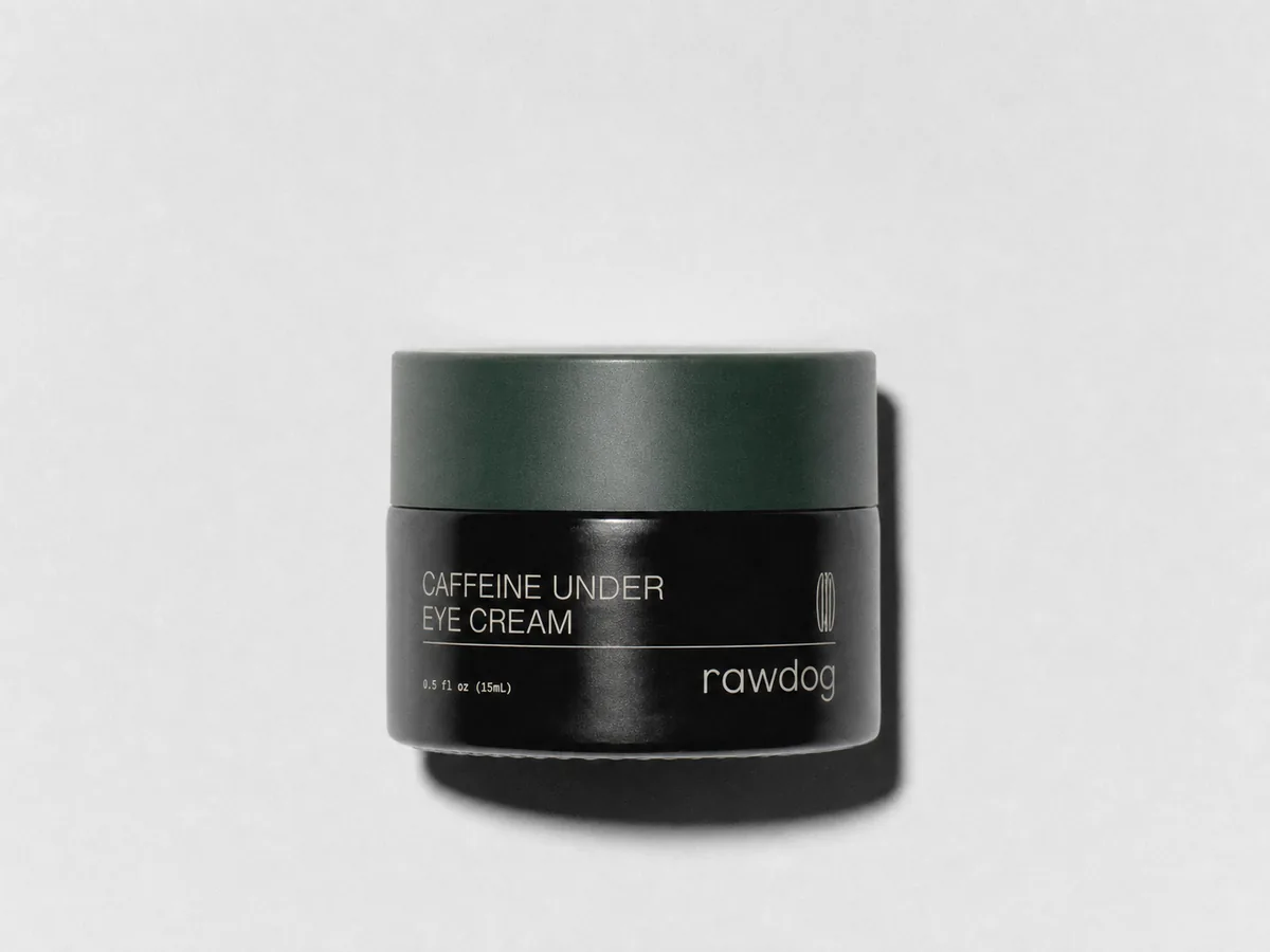 RAWDOG Caffeine Under Eye Cream jar on a white background