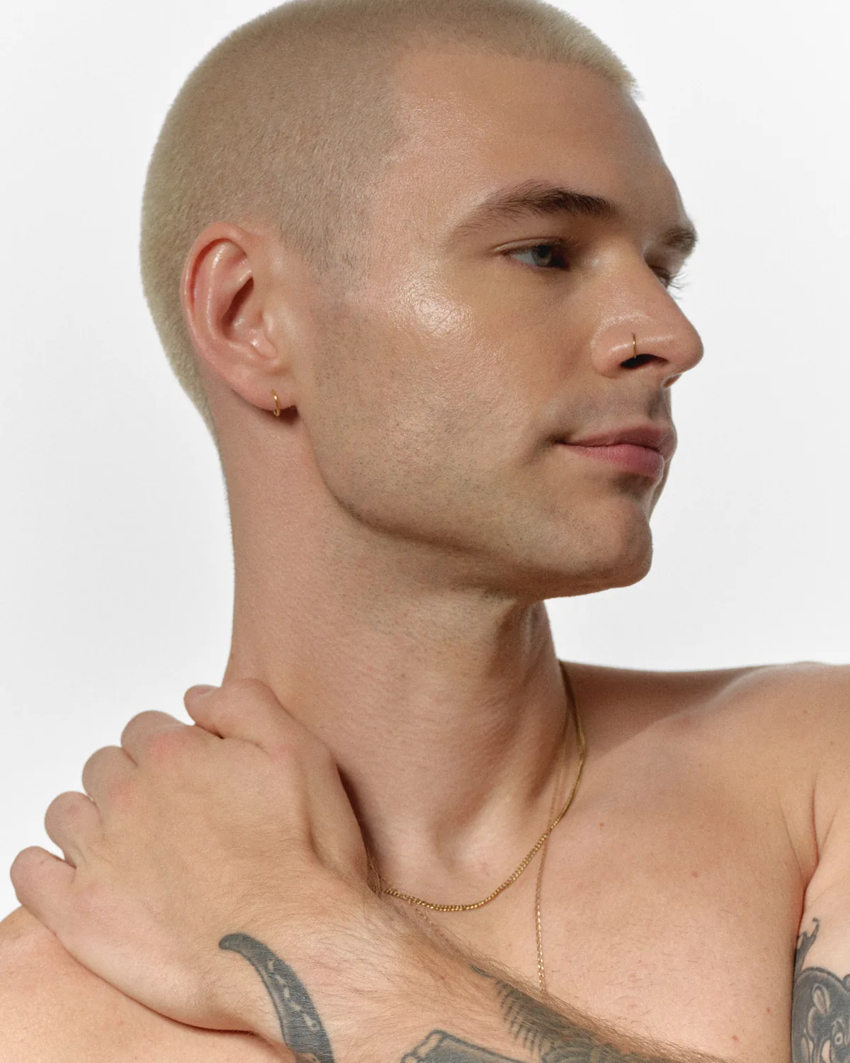 A close view of the under-eye area with a hydrated skin finish