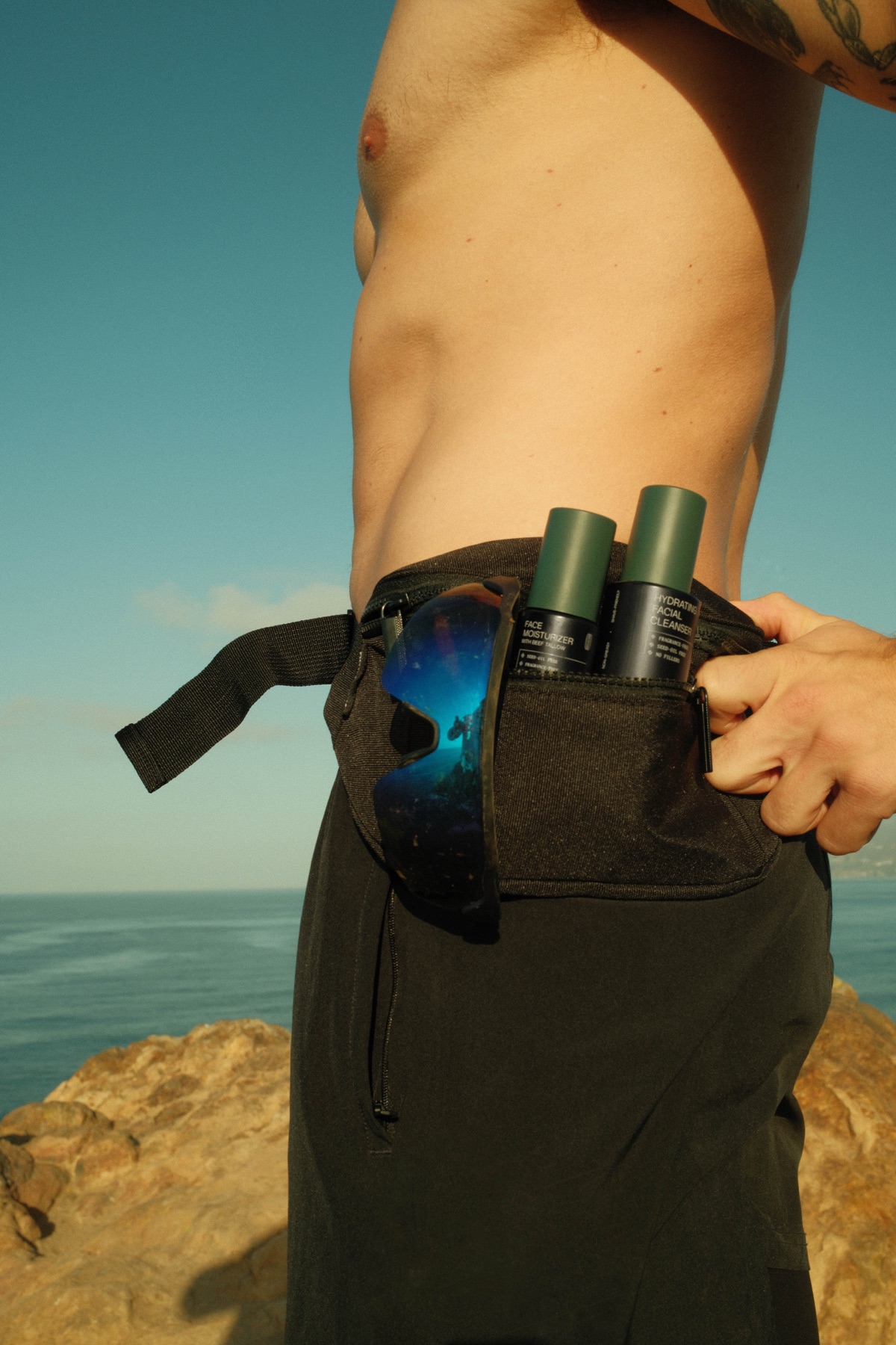 RAWDOG skincare packed for an active outdoor routine